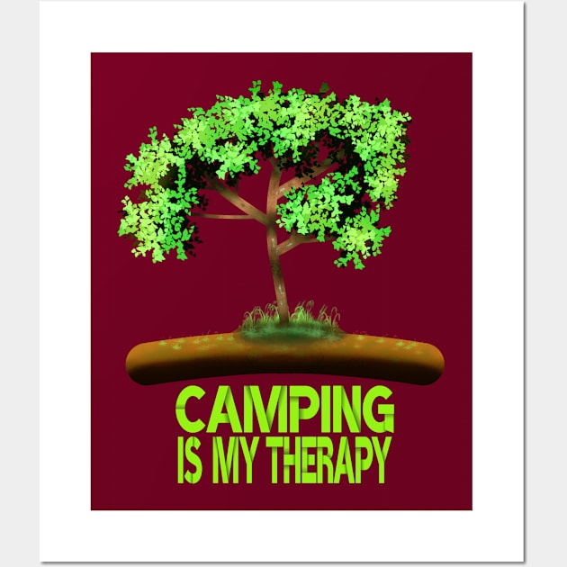 Camping Is My Therapy Wall Art by MoMido